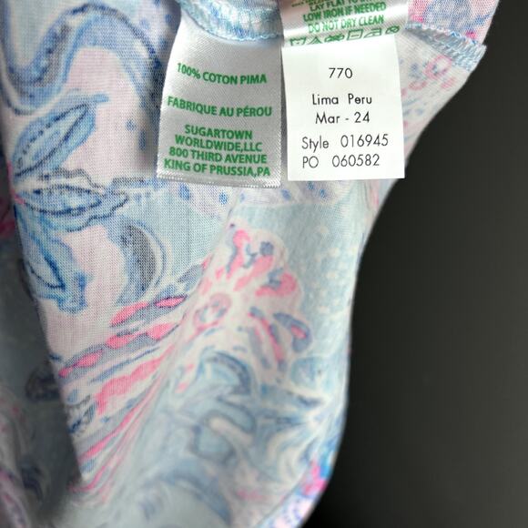 NWT Lilly Pulitzer Dev Dress Bahamas Beachcomber Blue Preppy Mini XS New Pima - Picture 10 of 10